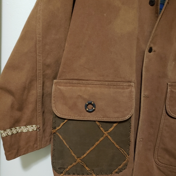 Woodshop Mullet Custom International Denim Work Jacket Visible Mending Style - Picture 15 of 15